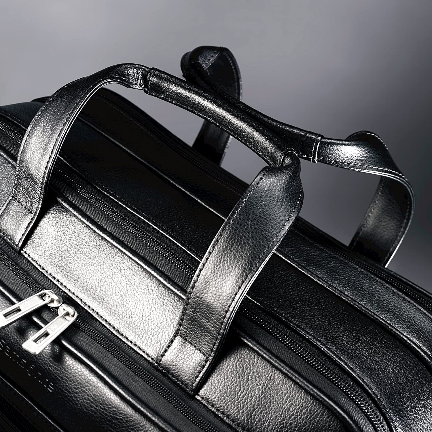 Samsonite Leather Expandable Briefcase, Black, One Size, 17" - Image 3